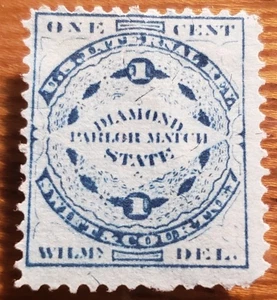 Diamond Parlor Match State One Cent Stamp, Swift & Courtney, Wilmington Delaware - Picture 1 of 2