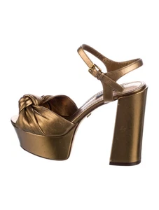 DOLCE & GABBANA Brown & Metallic Leather Sandals Size 7.5 IT 37.5 Good Condition - Picture 1 of 17