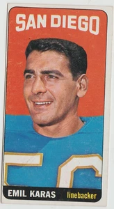 1965 Topps Football Tall Boys #162 Emil Karas Sp - Imagen 1 de 2