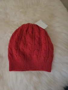 REINE KASCHMIR BEANIE-MÜTZE MIT ZOPFMUSTER, HERGESTELLT IN SCHOTTLAND. Neu mit Etikett - Bild 1 von 4