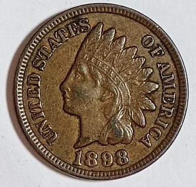 Indian Head Penny"1"Coin Lot 1898 *VERY NICE *FULL LIBERTY* $FREE SHIPPING$ #140 - Image 1 of 2