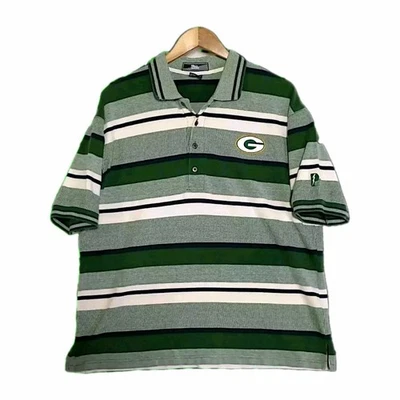 Camisa polo masculina vintage Green Bay Packers tamanho grande profissional jogador listras algodão - Imagem 1 de 4