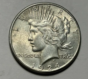 1924 S PEACE DOLLAR AU DETAILS - Bild 1 von 2
