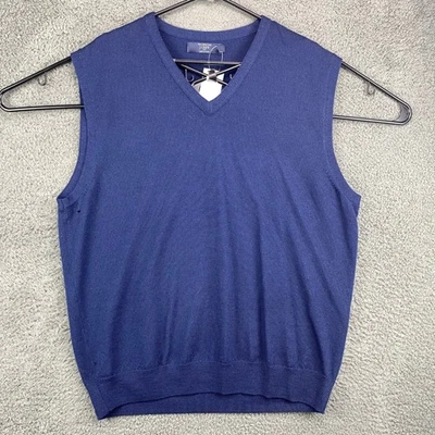 Chaleco Suéter J.Crew Para Hombres XL Azul 100% Lana Merino Sin Mangas Prendas de Punto Foto 1 de 4