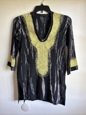 T-Bags 洛杉矶黑色灰色领带染料串珠束腰上衣,尺寸 M — 第 1/4 张图片