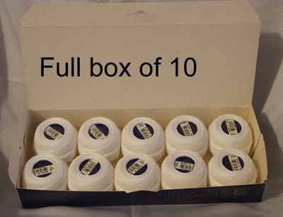 BOX of 10 - DMC Cordonnet COTTON Crochet Thread 20g balls, 60ct - WHITE - BNIB - Image 1 of 4