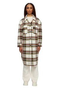 Noize Anthropologie Women’s Greta Long Vegan Wool Shacket Coat size L NWT Plaid - Picture 1 of 7
