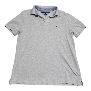 Tommy Hilfiger Gris Jaspeado Logo Ajuste Personalizado Algodón Polo Hombre’s Grande - Imagen 1 de 8