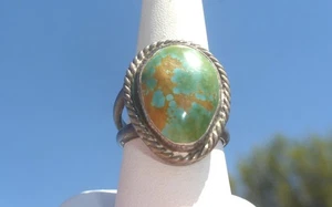 INDIANER RING STERLINGSILBER NAVAJO GRÜN TÜRKIS GRÖSSE 9 TOLL - Bild 1 von 5