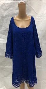 Alfani Women's Modern Blue 3/4 Sleeve Stretch Lace Overlay Dress - Size XL - Picture 1 of 4