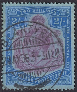 Nyasaland 1926 KGV 2sh Purple and Blue on Pale Blue Used SG109 cat £18 - Picture 1 of 2