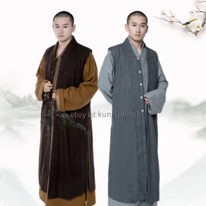 Chaleco Monje Budista de Lana de Invierno Shaolin Kung Fu Bata Larga Ropa de Meditación - Imagen 1 de 8