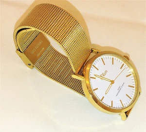 Unisex Uhr Milanesearmband Edelstahl Gold hochwertiges Quarz 3238L TOP sOliver - Picture 1 of 8