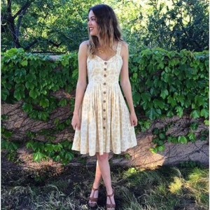 Anthropologie Maeve Cafe Seersucker Kleid Gr. 4 Libellenmuster Knopfleiste - Bild 1 von 24