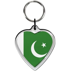 Pakistan Flag I Love Heart Shaped Key Ring (52mm x 36mm) - Picture 1 of 2