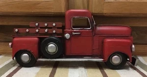 Red Ford Chevy Toy Pickup Truck Shop Coke Gas Oil Vintage Style Wall Decor - Picture 1 of 4