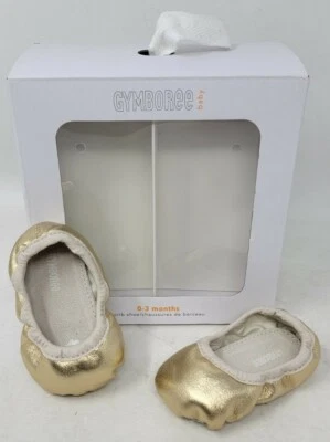 Gymboree Shiny Gold Flats Baby Girl crib shoes 0-3 Months Unused in Box - Image 1 of 4
