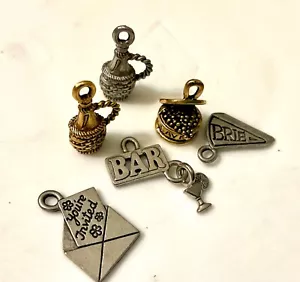 Charcuterie Board Charm Set 1/4" Wine Decanters, Tin of Caviar, Brie Cheese, Inv - Picture 1 of 4