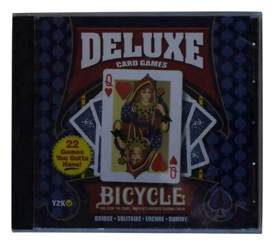 BICYCLE DELUXE CARD GAMES Sealed PC CD-ROM Win 95 / 98 Solitaire Bridge Euchre - Image 1 of 3