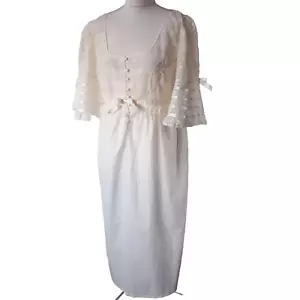 ROBERTA LASSI Vintage NOS Nightie Nightdress Lace Victorian Ghost L 42"Ch - Picture 1 of 13