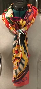 Neu mit Etikett Don Ed Hardy Retro gelb Adler Baumwollschal Halstuch Totenkopf Herz Liebe tut weh - Bild 1 von 1