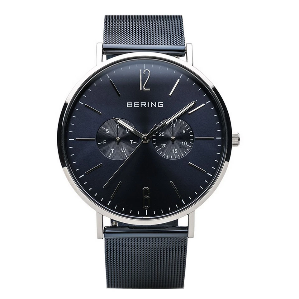 BERING Mens Wrist Band Watch Classic Multifunction With Meshband 14240-303