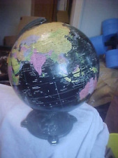Black 12" REPOGLE GLOBEMASTER World Globe With Fancy Embossed Metal Base