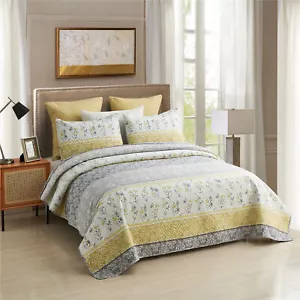 Queen King Quilt Set Lightweight Bedspread Coverlet & 2 Pillow Shams Bedding Set - Picture 1 of 33