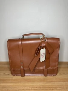 Ecosusi Women’s Briefcase Saddle Bag Brown Messenger Vegan Leather Nwt Travel - Picture 1 of 12