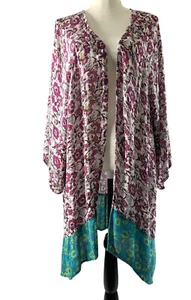Plumero Kimono Billabong Mujer M/L Boho Floral Frente Abierto Lagenlook Gran Tamaño - Imagen 1 de 9