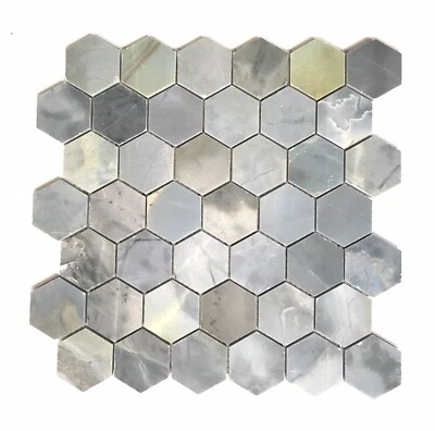 Mosaico de mármore polido hexágono azul Gênova 2" parede e piso azulejo banho backsplash - Imagem 1 de 4