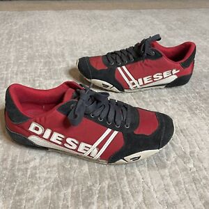 Diesel Solar Men’s fashion sneaker Shoes Size 10 Red & Black RN93243 Cow Leather