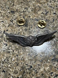WWII US Air Force NS Meyer Inc NY Sterling Silver Aircrew Wings Pin Military 2" - Picture 1 of 9