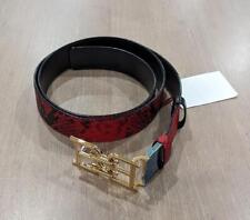 $470 Mens Bally Mirror Double B Buckle Snakeskin Leather Belt Red/Black One Size