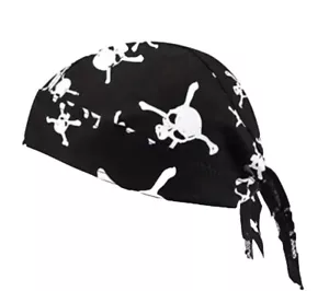 3pc Skull Fire Hot Cap Biker Cotton Motorcycle Halloween Wrap DuRag Chopper - Picture 1 of 3