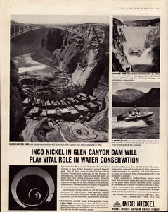 Glen Canyon Dam Colorado River INCO Nickel Metal Company Vintage Print Ad 1961 - Bild 1 von 4
