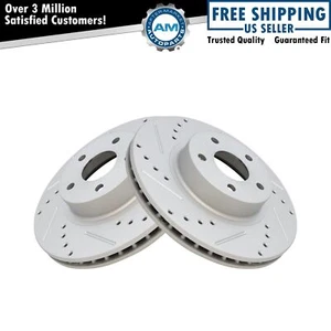 Performance Drilled & Slotted Front Coated Brake Rotor Pair for Subaru - Picture 1 of 5