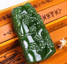 Natural jade bamboo Amulet Jasper Pendant Green Necklace Jewelry Lucky