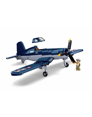 Building Blocks Military MOC WW2 F4U fighter Aircraft Bricks Model Kids DIY Toys - Image 1 of 4