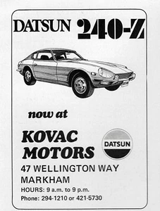Datsun 240-Z 1970 anuncio impreso original de distribuidor - Imagen 1 de 1
