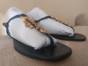 TORY BURCH Capri Fish Sandal Goat Leather color Vintage Navy Size US 5.5 - Picture 1 of 14