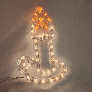 Holiday Lighted Scuplture Candle 20 Inch Tall, 2 color, White Framing 50 Lights - Picture 1 of 9