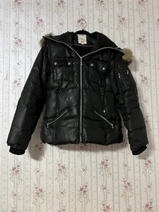 Vintage Y2K Jennifer Lopez Black Zip Faux Fur Trimmed Collar Coat Adult S/M Fit - Picture 1 of 6