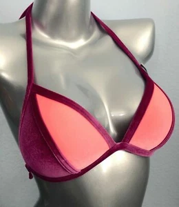 Nwt PINK Victorias Secret Push Up Color Block Dye Velvet Swim Bikini Top M - Picture 1 of 3