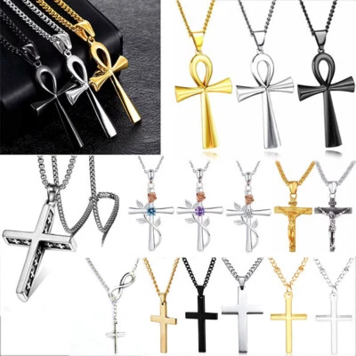 MARKENLOS Collana Religiosa Con Ciondolo Croce Crocifisso In Acciaio Inox Per Uomo E >