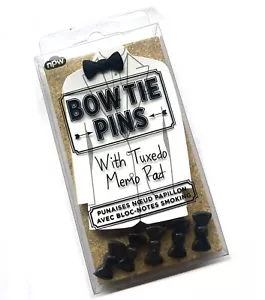 TUXEDO MEMO NOTE PAD & 5 BLACK BOW TIE PUSH PINS SET Mens Secret Santa Easy Gift - Picture 1 of 3