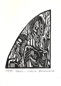 Vintage Hans - Ulrich Buchwald Woodcut Print - Imagen 1 de 5