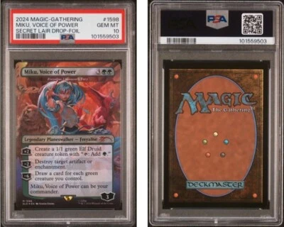 MTG PSA 10 Hatsune Miku, Voice of Power 1598 Freyalise, Llanowar's Fury SecretLD - Image 1 of 3