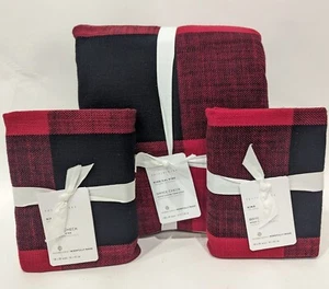 Pottery Barn Bryce Buffalo Check King duvet cover & 2 KING shams, red black - Picture 1 of 1