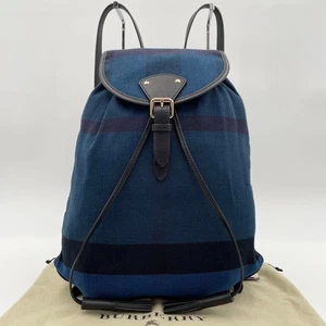 Burberry Nova Check Drawstring Backpack Canvas leather color blue fashion goods - Picture 1 of 8